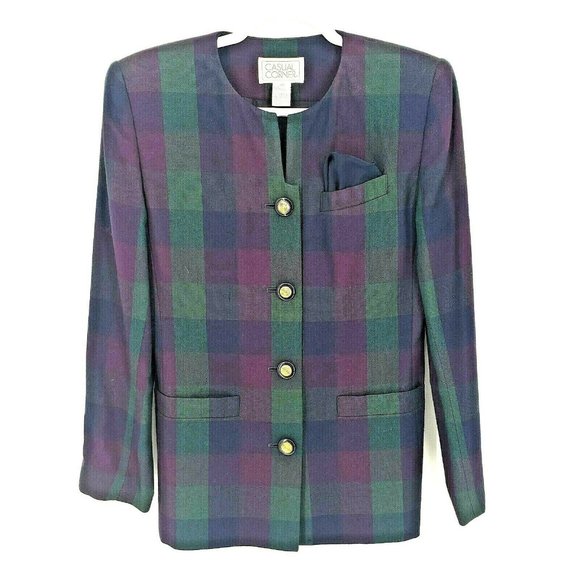 Vtg Casual Corner Women Plaid Button Down Blazer - Picture 3 of 8